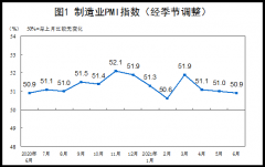 统计局：6月中国制造业采购经理指数为50.9%
