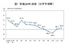 12月制造业PMI为50.3%,比上月上升0.2个百分点